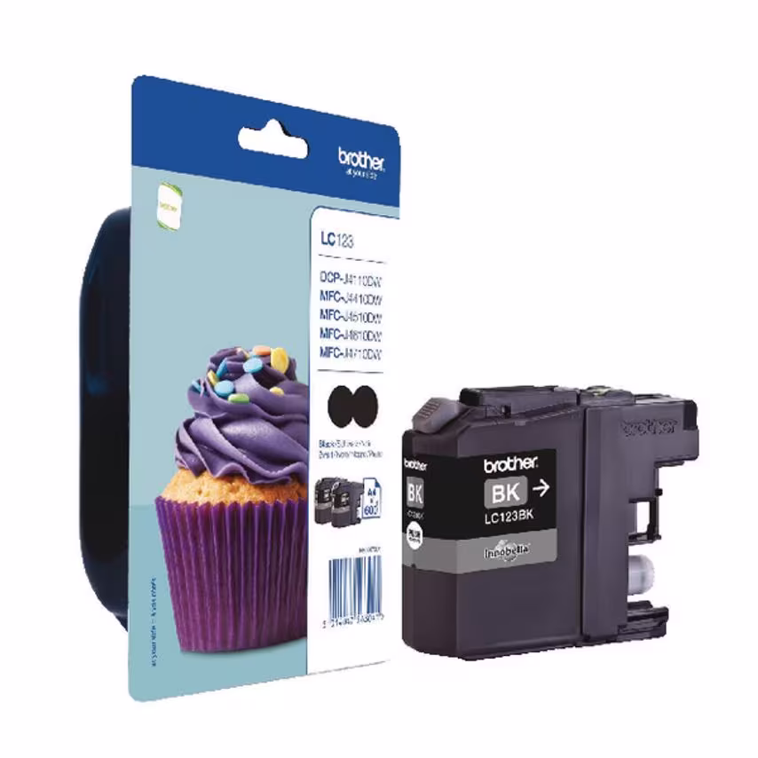 Brother LC-123 Black Inkjet Cartridge (Pack of 2) LC123BKBP2