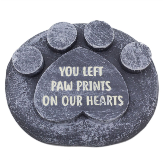 Paw Print Pet Memorial Stone Garden Marker | Commemorative Graveside Ornament | Grave Memory Plaque - Prints on our Hearts