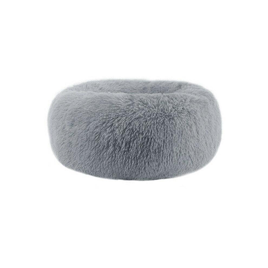 (Light Grey, L / 70cm) Washable Calming Comfy Donut Style Plush Cat Dog Pet Bed