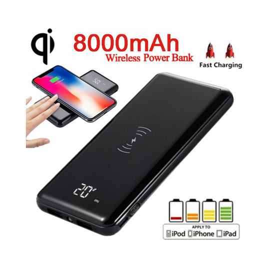 Qi Wireless Portable Charger Power Bank 8000mAh External Battery Pack