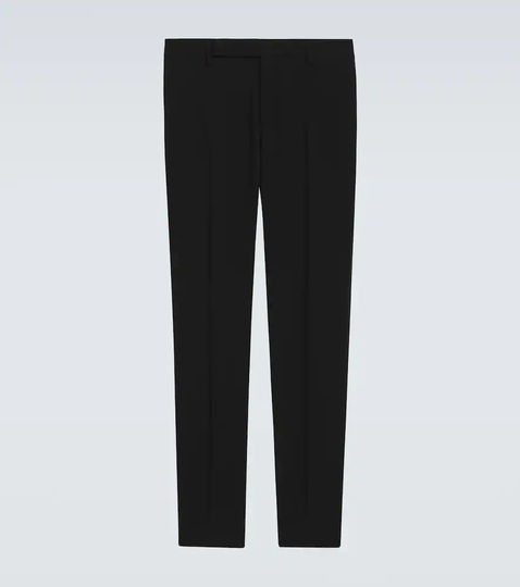 Wool gabardine slim pants
