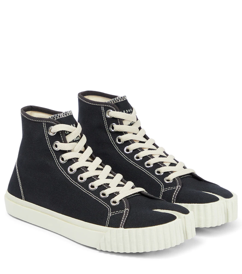 Tabi high-top canvas sneakers