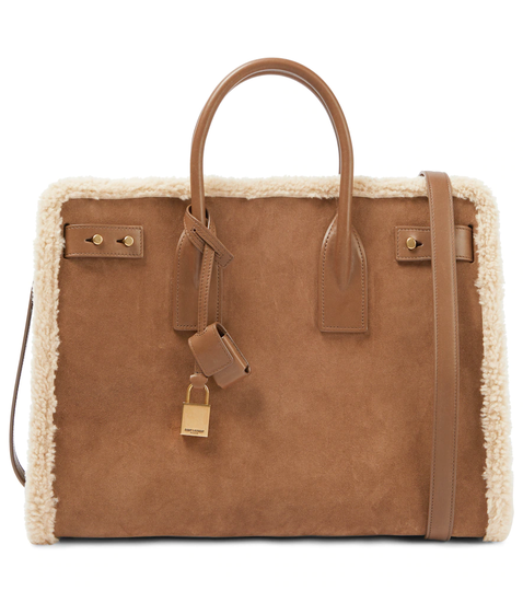 Sac De Jour Medium shearling and suede tote bag