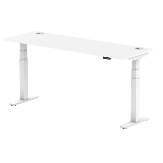 Dynamic Air 1800/600 White Height Adjustable Desk with Cable Ports with White Le