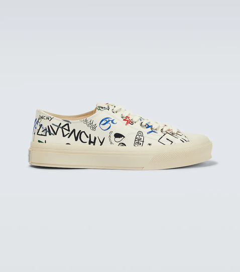 City printed leather sneakers