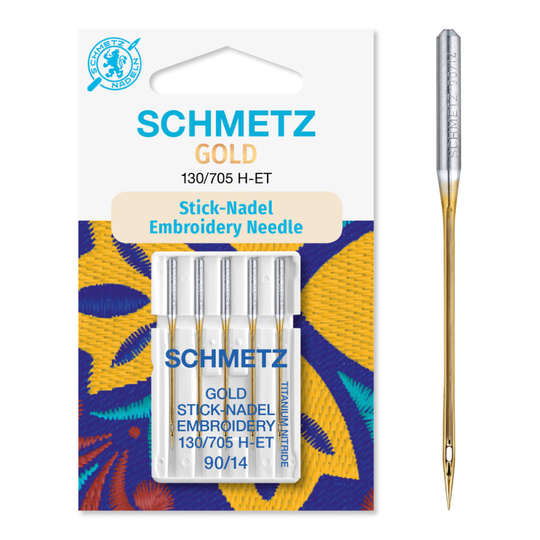 Schmetz Gold Embroidery Machine Needles-Size 14/90 5/Pkg