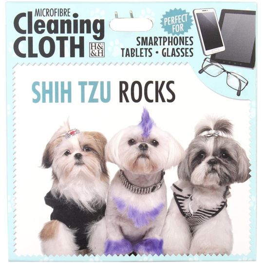 H&H SHIH TZU MICROFIBRE CLEANING CLOTH FOR PHONES TABLETS & GLASSES