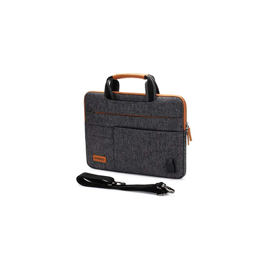 DOMISO 14" Multifunctional Laptop Sleeve Business Briefcase Messenger Bag with USB Charging Port for 14 Inch Laptop/Chromebook/Ultrabook/Apple/Le