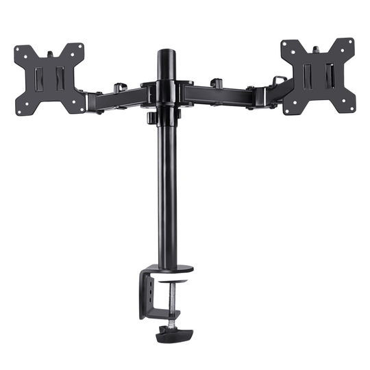 FUTUREBATT Dual Monitor Stand for 10-27 inch LCD LED PC Screens Tilt Swivel Double Arm Computer Desk Mount Bracket