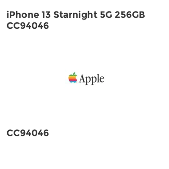 Apple iPhone 13 Starnight 5G 256GB CC94046