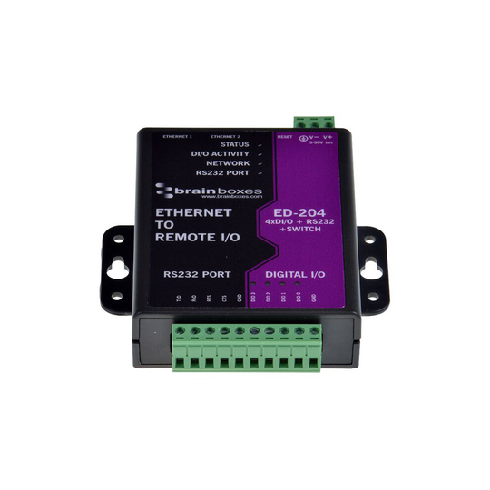 Brainboxes ED-204 Ethernet to 4 Digital IO and RS232 Serial Port Ethernet Switch