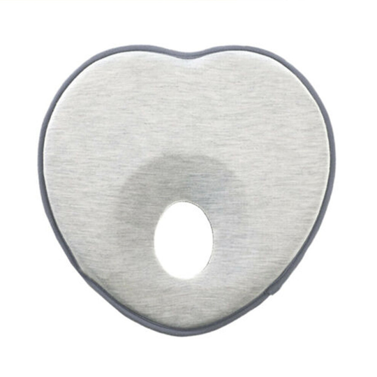 (Grey) Baby Infant Memory Foam Pillow Newborn Heart Shape Prevent Flat Head Support