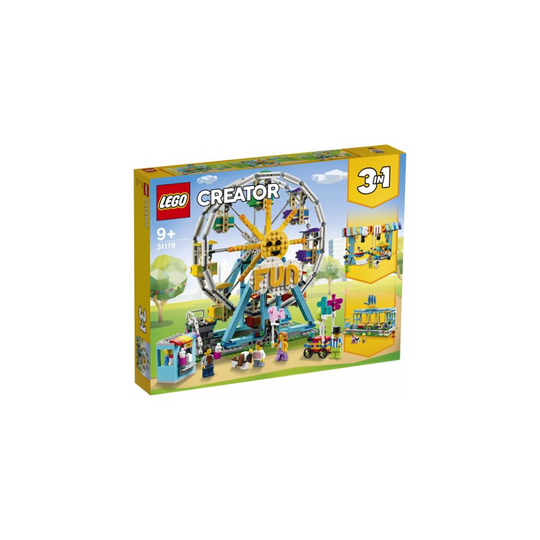 LEGO 31119 Creator 3in1 Ferris Wheel to Swing Boat or Bumper Cars Fairground Building Set, Toy for Kids 9+ Year Old