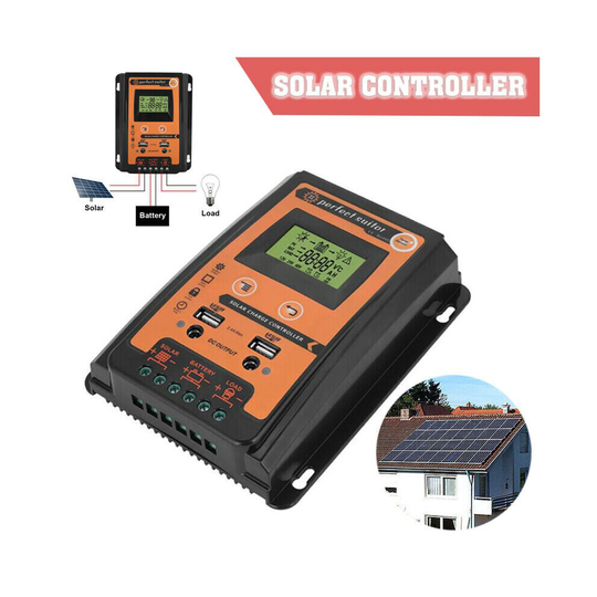 Solar Charge Controller Panel Battery Regulator LCD Display 12V/24V 30A/70A