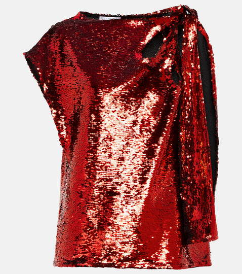 Sequined asymmetric tank top