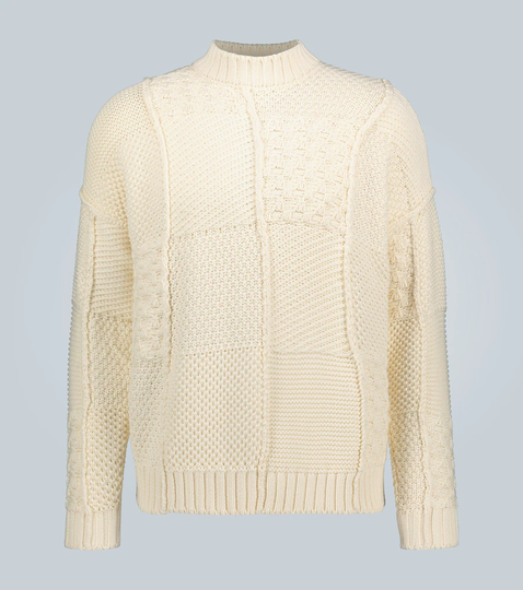 Cotton patchwork knitted sweater