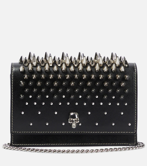 Skull Small embellished leather crossbody bag