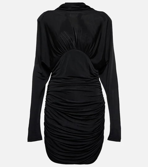 Long-sleeved draped minidress