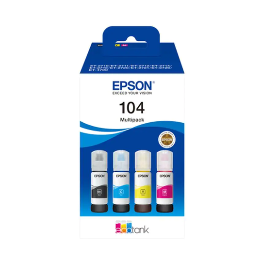 Epson Ink Low Volume 104 Ecotank 4-Colour Multipack- you get 5