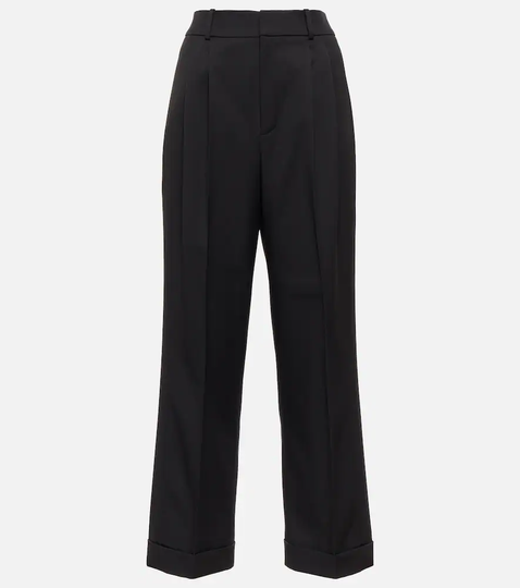 High-rise virgin wool wide-leg pants
