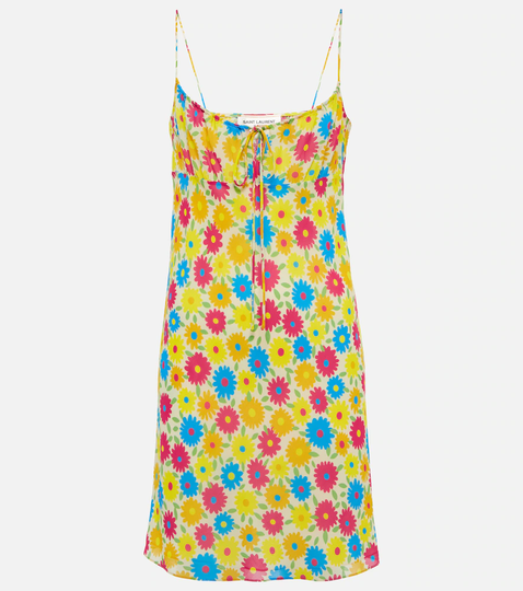 Floral silk crêpe de chine minidress