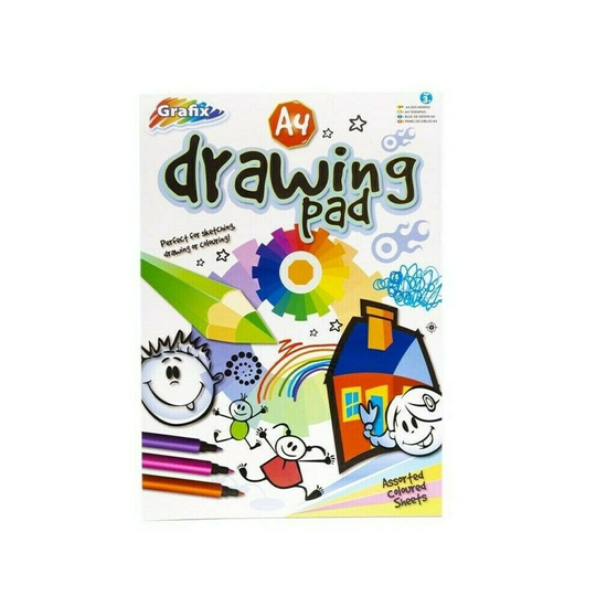 GRAFIX - A4 COLOUR PAPER SKETCHING DRAWING PAD-50 PAGE ASSORTED COLORS