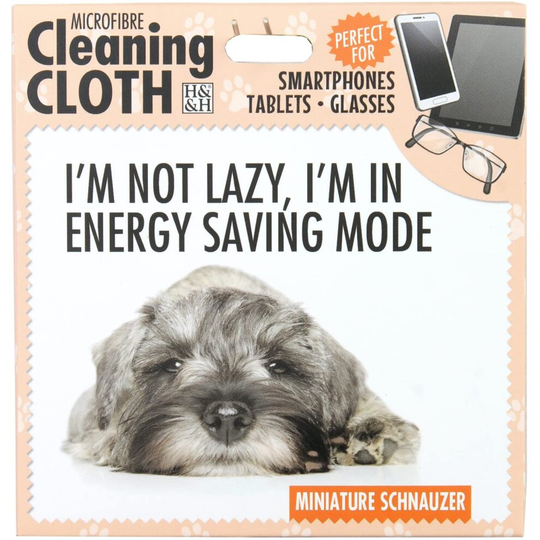 H&H MINIATURE SCHNAUZER MICROFIBRE CLEANING CLOTH PHONES TABLETGLASSES