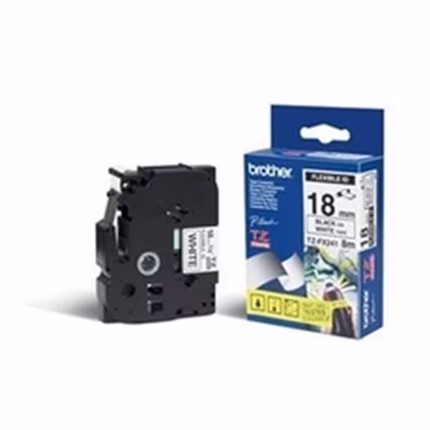 Brother P-touch Paper Bro Black on White 18MM Flexi Tape
