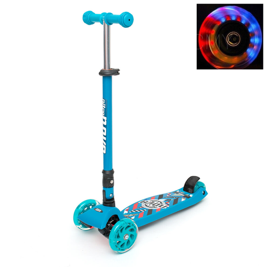 (BLUE) CMY Little Kids 3 Wheel Kick Scooter LED Foldable