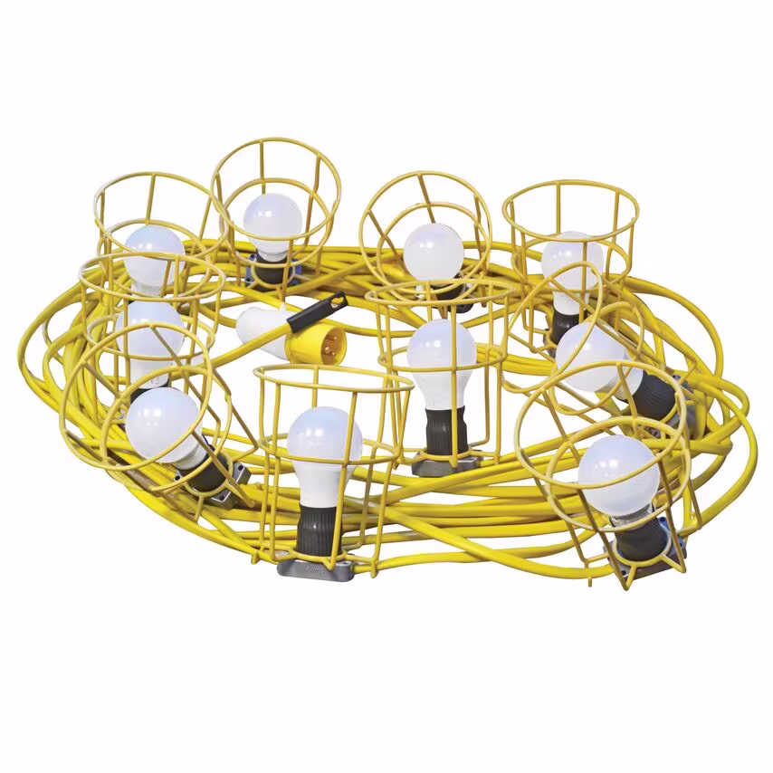 Faithfull Power Plus Festoon Lights 10 ES Bulbs 110V 22m