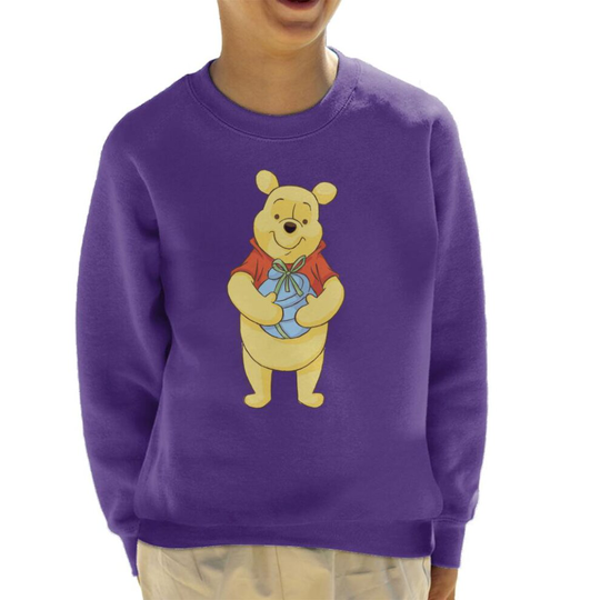 (7-8 Years, Purple) Disney Christmas Winnie The Pooh Holding Honey Pot Kid's Sweatshirt