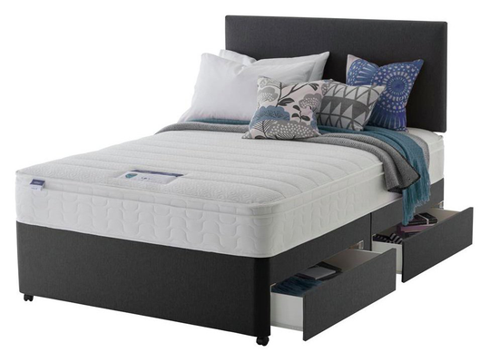 Silentnight Memory 4Drw King Divan & Headboard - Charcoal