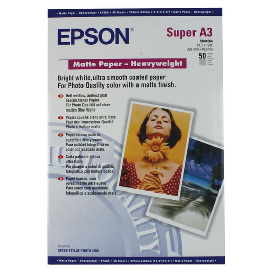 Epson Epson A3 Plus Matte Heavyweight Paper 50 Pack - C13S041264
