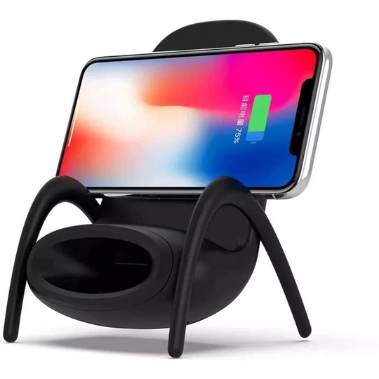 (Black) Wireless Charger,Portable Mini Chair Wireless Charger Supply, Multipurpose Phone Stand with Musical Speaker Function for All Phones
