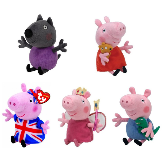 (George) Peppa Pig Ty Beanies 6" 16cm Plush Soft Toy Doll Princess George Danny Dog Gift