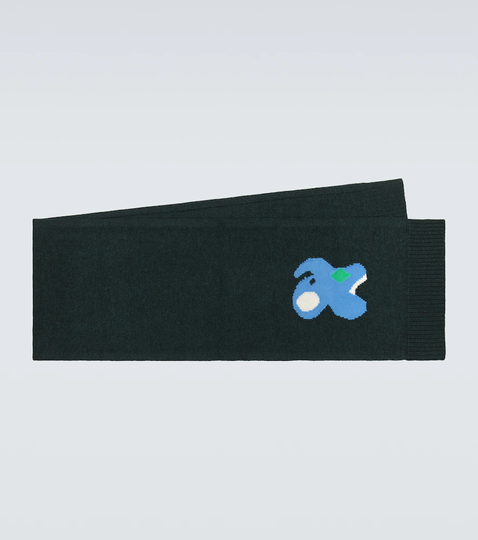 Intarsia-knit wool scarf