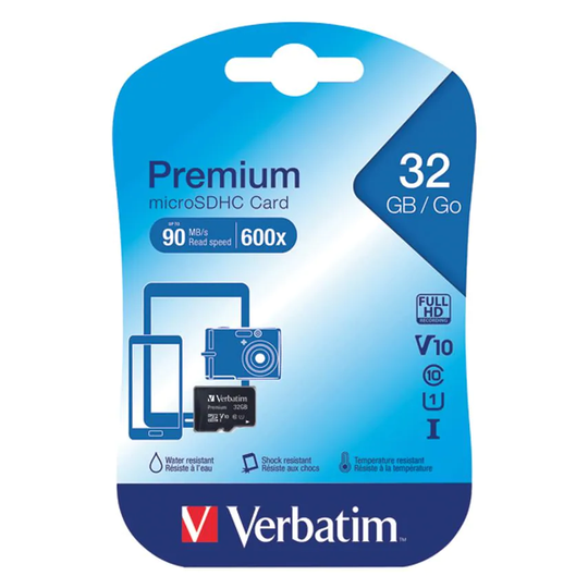Verbatim Micro SDHC Memory Card Class 10 32GB 44013