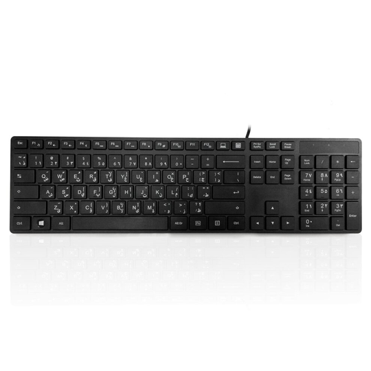 Accuratus 301 - USB Full Size Super Slim Multimedia Keyboard with Square Modern Keys in Black - Arabic Layout