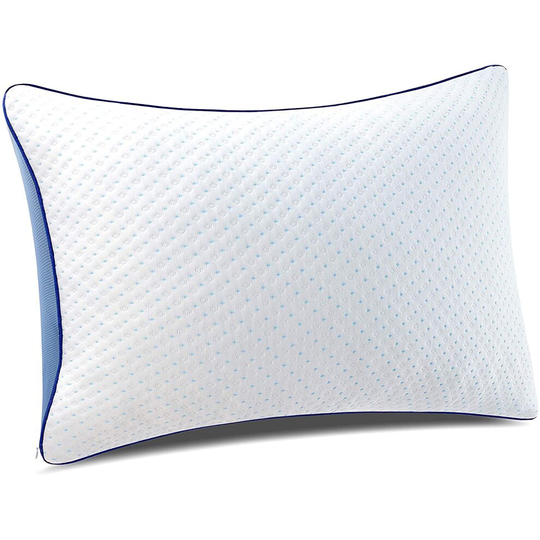 pillowLY Shredded Memory Foam Pillow For Neck Support & Pain Relief - 2 Comfort Orthopedic Zones (Soft & Firm) Adjustable for Stomach Back &