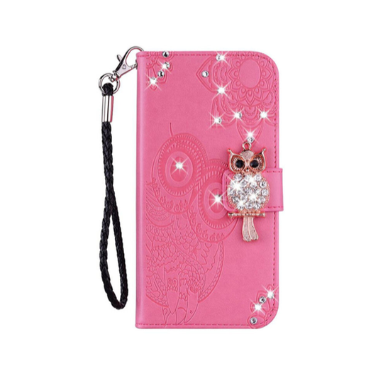 3D Diamond Owl Glitter Flip Leather Case For Samsung Galaxy S21