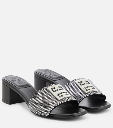 4G crystal-embellished leather mules