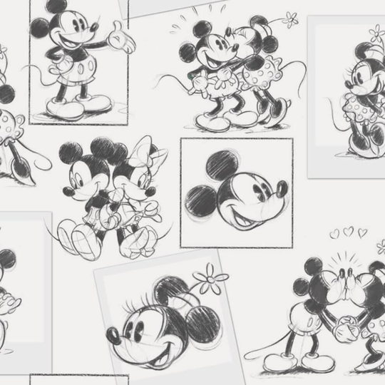 Disney Mickey and Minnie Sketch Wallpaper
