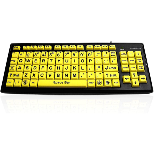 Accuratus Monster 2 - USB High Visibility Keyboard with Extra Large keys and 2 Port USB Hub