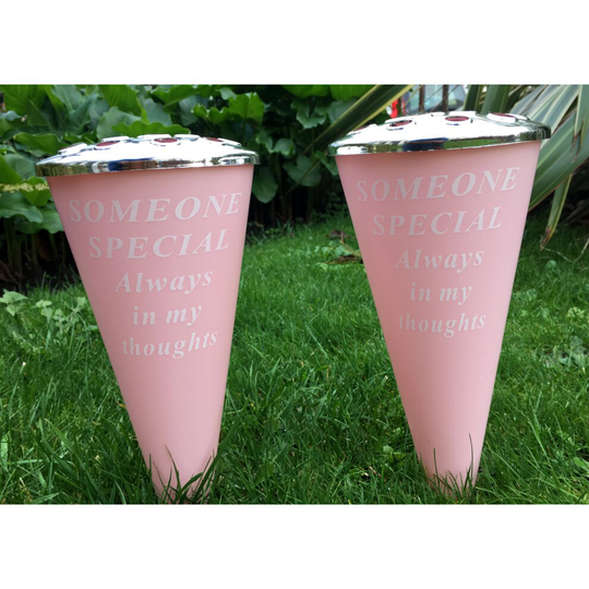 Set Of 2 Someone Special Soft Pink Remembrance Memorial Vases