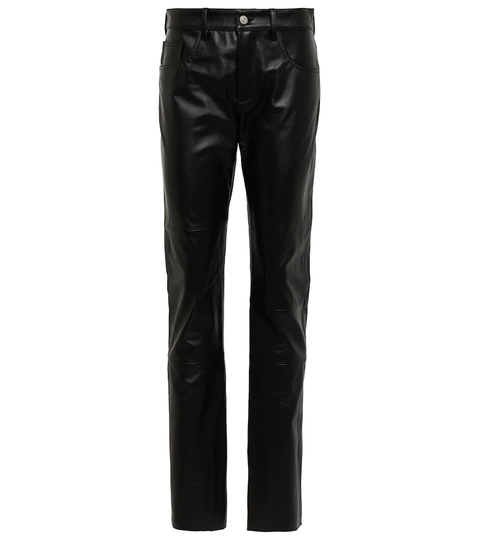 Leather straight pants