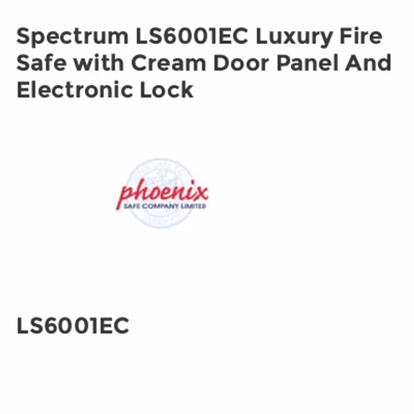 Phoenix Safe Spectrum LS6001EC Luxury Fire Safe with Cream Door Panel and Electr