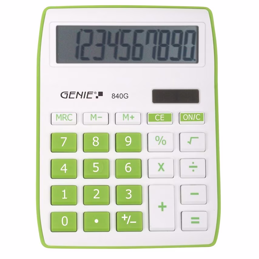 Genie 840G 10 Digit Desktop Calculator Green