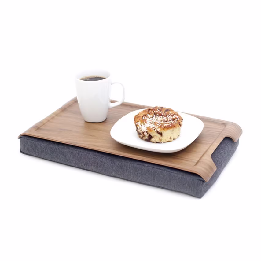 Bosign Laptray Mini Anti-slip Walnut Wood Tray with Salt & Pepper Cushion