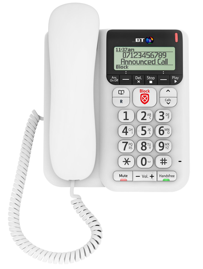 BT Decor 2600 Corded Telephone with Answer Machine - Single