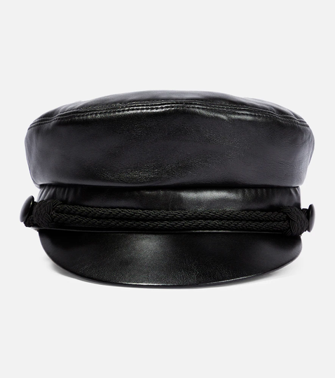 Leather baker boy cap